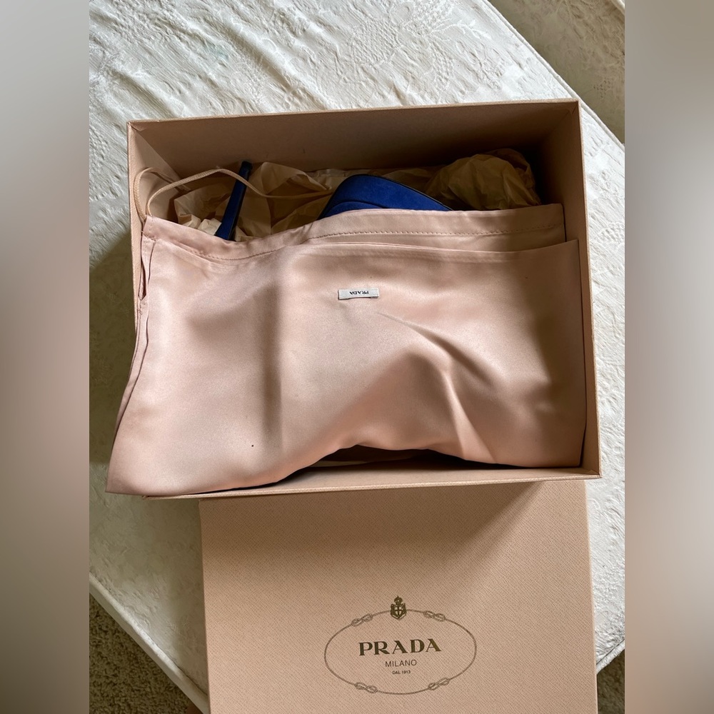 Prada Blue Pointed-Toe Suede Heels - Picture 7 of 9